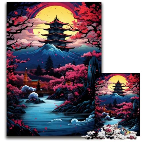 Kunst und Landschaftspuzzle im japanischen Stil 1000 Teile Puzzle für Erwachsene perfekt für Familienspaß an Weihnachten Thanksgiving Geburtstagen und Ostern 1000 Teile (38 x 26 cm) von ABKXDMZK