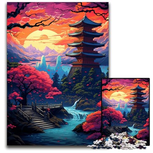 Kunst und Landschaftspuzzle im japanischen Stil für 1000 teilige Holzpuzzles für Erwachsene Heimdekoration und Urlaubsspaß 1000 Teile (75 x 50 cm) von ABKXDMZK