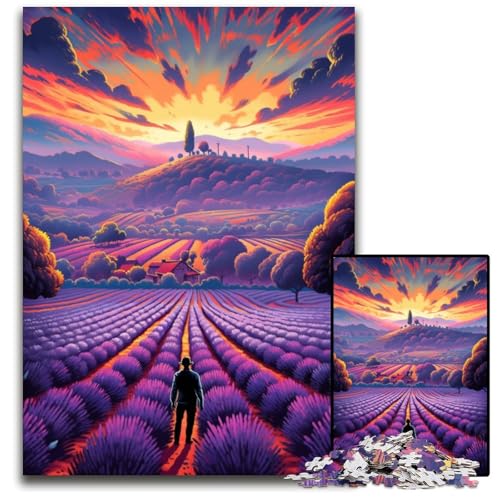Lavendelfelder in der Provence Frankreich 1000 teiliges Puzzle für Erwachsene Holzpuzzle anspruchsvolles Denkspiel Familienaktivität Heimdekoration 1000 Teile (75 x 50 cm) von ABKXDMZK