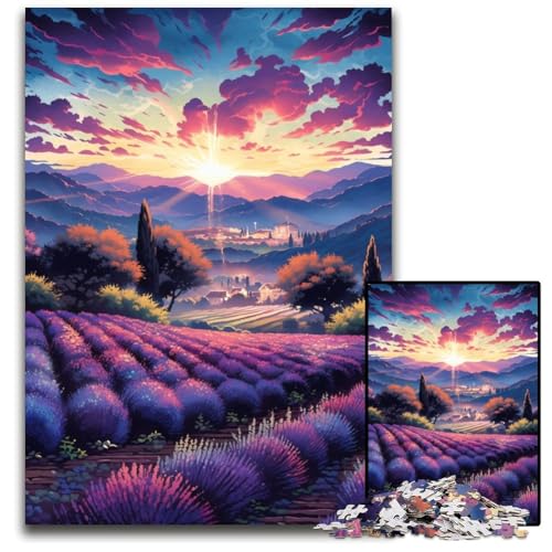 Lavendelfelder in der Provence Frankreich 1000 teiliges Puzzle für Erwachsene Holzpuzzle für Erwachsene für Teenager Familienspieleabend hirnfordernde Geschenkidee 1000 Teile (75 x 50 cm) von ABKXDMZK