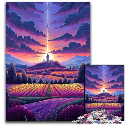 Lavendelfelder in der Provence Frankreich Puzzle 1000 Teile für Erwachsene Holzpuzzle für Erwachsene Eltern Partner Freunde Alter 1000 PCS (75 x 50 cm) von ABKXDMZK