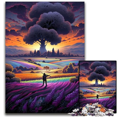 Lavendelfelder in der Provence Frankreich Puzzle 1000 Teile schwierige Puzzles für Erwachsene interaktives Familienspiel Gehirn Herausforderung Lernspielzeug 1000 Teile (38 x 26 cm) von ABKXDMZK