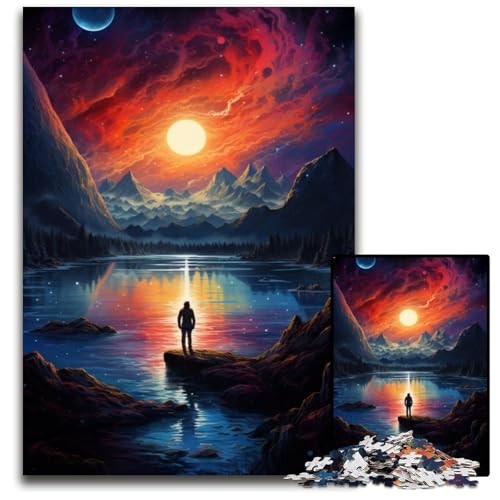 „Looking at The World Alone“ Puzzle 1000 Teile für Erwachsene Holzpuzzle für Erwachsene Eltern Partner Freunde Alter 1000 PCS (75 x 50 cm) von ABKXDMZK