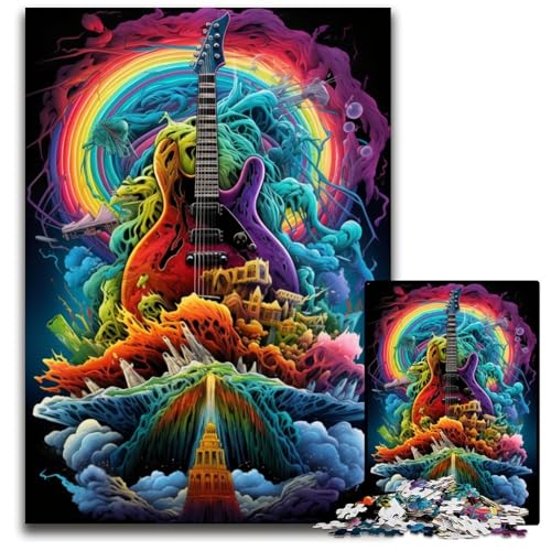 Magische Gitarre 1000 teiliges Puzzle Geschenke schwierige Puzzles für Erwachsene pädagogisches Denkspiel künstlerische Heim und Bürodekoration Alter 1000 PCS (38 x 26 cm) von ABKXDMZK