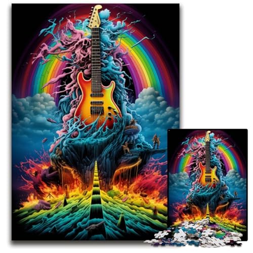 Magische Gitarren Puzzles für 1000 teilige Papierpuzzles Denkspiel für Teenager und Familieninteraktion 1000 Teile (38 x 26 cm) von ABKXDMZK