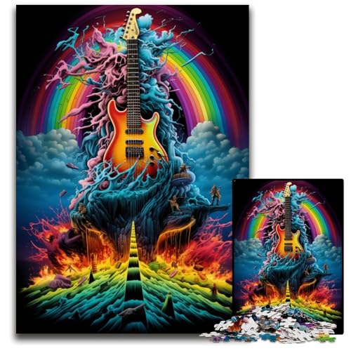 Magisches Gitarren Puzzle 1000 Teile für Erwachsene Holzpuzzle für Erwachsene Geburtstage und Feiertage 1000 Teile (75 x 50 cm) von ABKXDMZK