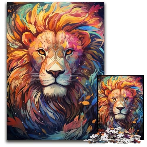 Majestätischer Löwe 1000 teiliges Puzzle Holzpuzzle für Erwachsene Teenager und Familien perfekte DIY Dekoration und knifflige Herausforderung 1000 Teile (75 x 50 cm) von ABKXDMZK