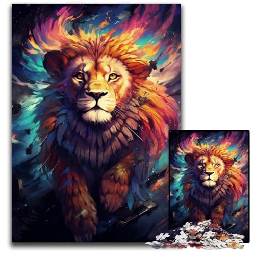 Majestätischer Löwe 1000 teiliges Puzzle für Erwachsene Holzpuzzle für Erwachsene interaktives Familienspiel Familienaktivitätsspiel 1000 Teile (75 x 50 cm) von ABKXDMZK