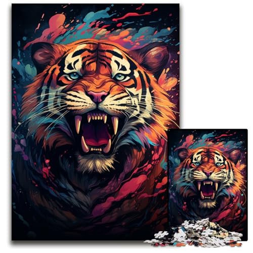 Majestätisches Gemälde Tiger 1000 teiliges Puzzle Puzzles für Erwachsene für Teenager & Familienspaß DIY Denksportspiel Geschenk 1000 PCS (75x50cm) von ABKXDMZK