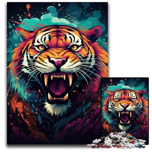 Majestätisches Tiger Malpuzzle für Erwachsene 1000 Teile schwierige Puzzles für Erwachsene anspruchsvolles DIY Denkspiel perfektes Familienspiel oder dekoratives Geschenk 1000 Teile (38 x 26 cm) von ABKXDMZK