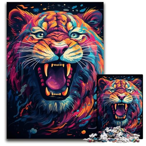 Majestätisches Tiger Malpuzzle mit 1000 Teilen für Erwachsene Unmögliche Puzzles für Erwachsene Anspruchsvolles Denkspiel für Teenager Spaß für den Familienspieleabend 1000 Teile (38 x 26 cm) von ABKXDMZK