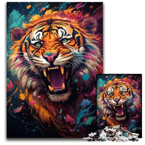 Majestätisches Tiger Puzzle für Erwachsene 1000 teiliges Holzpuzzle für die ganze Familie Denksportaufgabe Heimdekoration 1000 Teile (75 x 50 cm) von ABKXDMZK