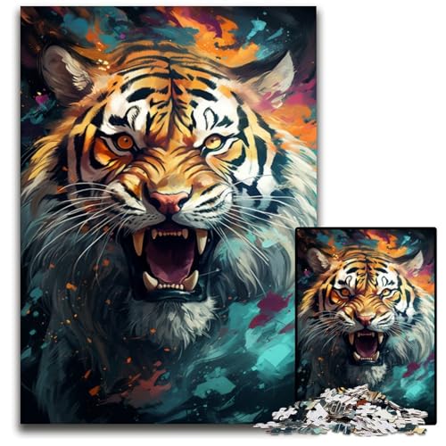 Majestätisches Tiger Puzzle mit 1000 Teilen für Erwachsene Puzzle für Erwachsene anspruchsvolles Denkspiel für Teenager Spaß für den Familienspieleabend 1000 Teile (75 x 50 cm) von ABKXDMZK