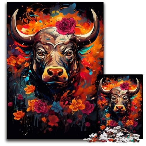 Matadors farbenfrohe psychedelische Rosen Puzzles für 1000 Teile Holzpuzzles Denkspiel für Teenager und Familieninteraktion 1000 Teile (75 x 50 cm) von ABKXDMZK