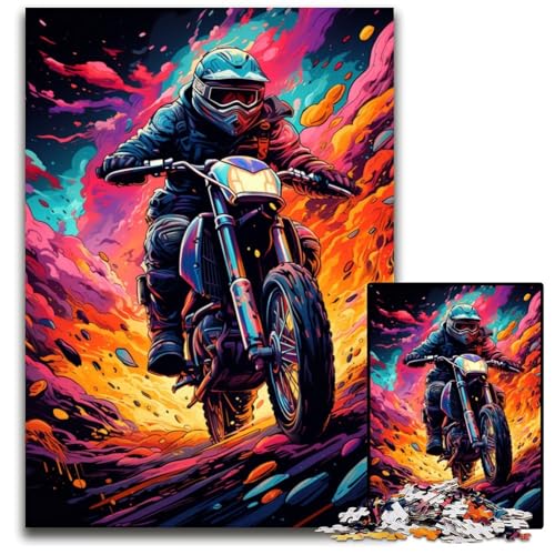 Motorradfahrer Puzzle für Erwachsene 1000 teiliges Puzzle für Erwachsene Heimdekoration Denksportspiel für Teenager und Familieninteraktion 1000 PCS (75 x 50 cm) von ABKXDMZK