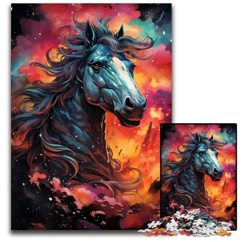 Pferde Puzzle 1000 Teile Holzpuzzle für Teenager Familienspieleabend hirnfordernde Geschenkidee 1000 Teile (75 x 50 cm) von ABKXDMZK