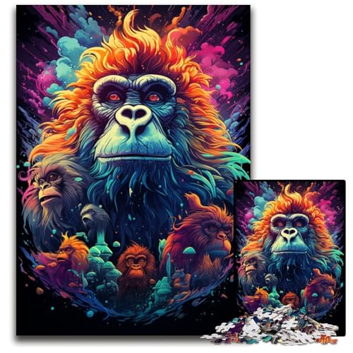 Puzzle „Affenfamilie“ für 1000 Teile Holzpuzzle für Erwachsene Heimdekoration und Urlaubsspaß 1000 Teile (75 x 50 cm) von ABKXDMZK