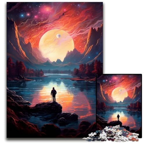 Puzzle 1000 Teile „Die Welt allein betrachten“ kreatives Familienspiel und Heimdekoration Teenager 1000 Teile (75 x 50 cm) von ABKXDMZK
