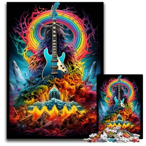 Puzzle 1000 Teile „Magische Gitarre“ kreatives Familienspiel und Heimdekoration Teenager 1000 Teile (75 x 50 cm) von ABKXDMZK