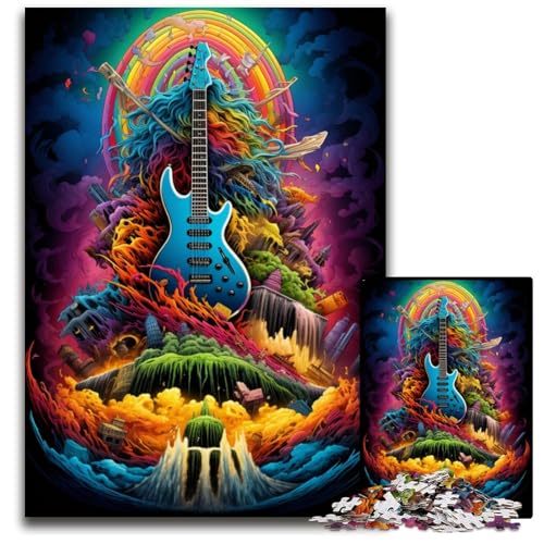 Puzzle 1000 Teile „Magische Gitarre“ kreatives Familienspiel und Heimdekoration Teenager 1000 Teile (75 x 50 cm) von ABKXDMZK