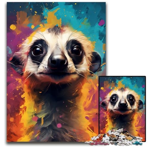 Puzzle 1000 Teile Erdmännchen buntes Puzzle kreatives Familienspiel und Heimdekoration Teenager 1000 Teile (38 x 26 cm) von ABKXDMZK