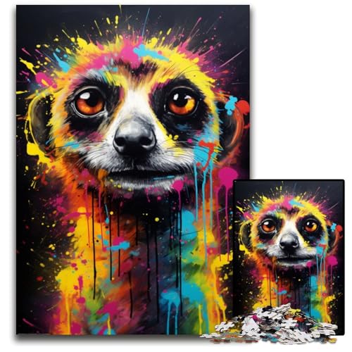 Puzzle 1000 Teile Erdmännchen buntes Puzzle kreatives Familienspiel und Heimdekoration Teenager 1000 Teile (75 x 50 cm) von ABKXDMZK
