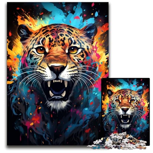 Puzzle 1000 Teile Fantasy Dschungel Leopard kreatives Familienspiel und Heimdekoration Teenager 1000 Teile (75 x 50 cm) von ABKXDMZK