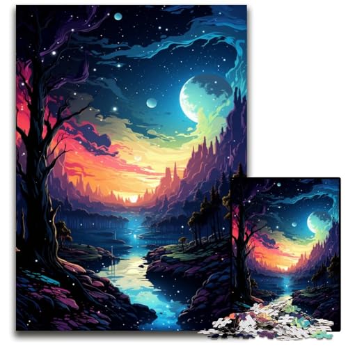 Puzzle 1000 Teile Fantasy Nachtansicht schwierige Puzzles für Erwachsene perfekt für Teenager Familienzusammenhalt Denksportaufgabe und DIY Heimdekor Geschenk 1000 Teile (75 x 50 cm) von ABKXDMZK