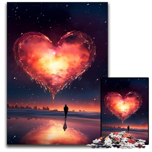 Puzzle 1000 Teile Herz am Strand kreatives Familienspiel und Heimdekoration Teenager 1000 Teile (75 x 50 cm) von ABKXDMZK