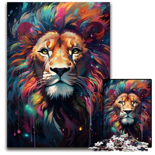 Puzzle 1000 Teile Löwen Bunte Puzzles kreatives Familienspiel und Heimdekoration Teenager 1000 Teile (38 x 26 cm) von ABKXDMZK
