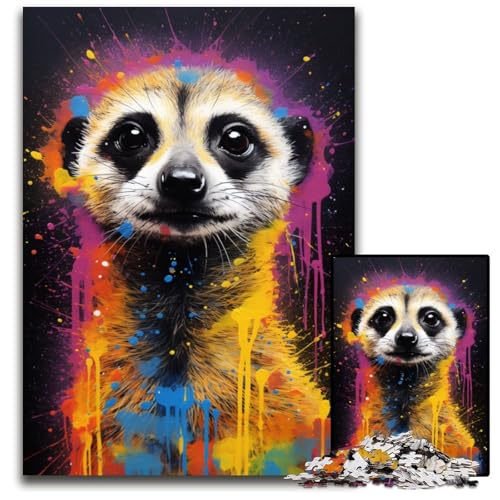 Puzzle 1000 Teile für Erwachsene Erdmännchen buntes Holzpuzzle für Erwachsene Muttertag Geburtstag Weihnachten 1000 Teile (75 x 50 cm) von ABKXDMZK