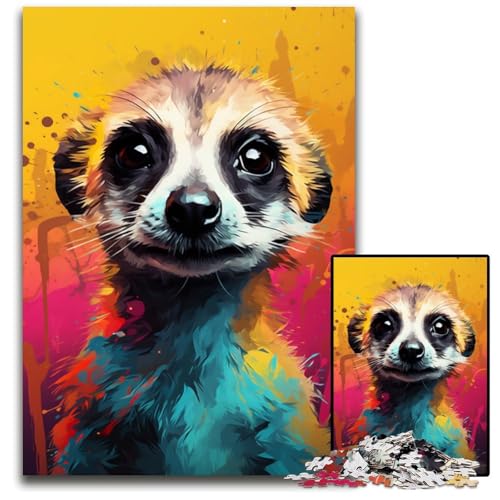 Puzzle 1000 Teile für Erwachsene Erdmännchen buntes Holzpuzzle interaktives Familienspiel Bastelgeschenk mit farbenfrohen Kunstwerken 1000 Teile (75 x 50 cm) von ABKXDMZK