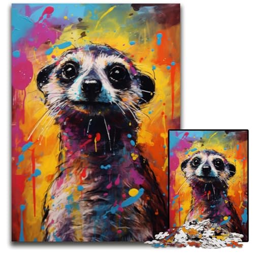 Puzzle 1000 Teile für Erwachsene Erdmännchen buntes Papierpuzzle für Erwachsene Muttertag Geburtstag Weihnachten 1000 Teile (38 x 26 cm) von ABKXDMZK