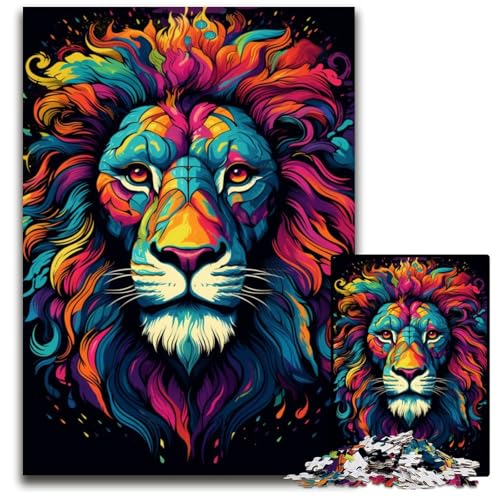 Puzzle 1000 Teile für Erwachsene Fantasy Dschungellöwe Holzpuzzle interaktives Familienspiel Bastelgeschenk mit farbenfrohen Kunstwerken 1000 Teile (75 x 50 cm) von ABKXDMZK