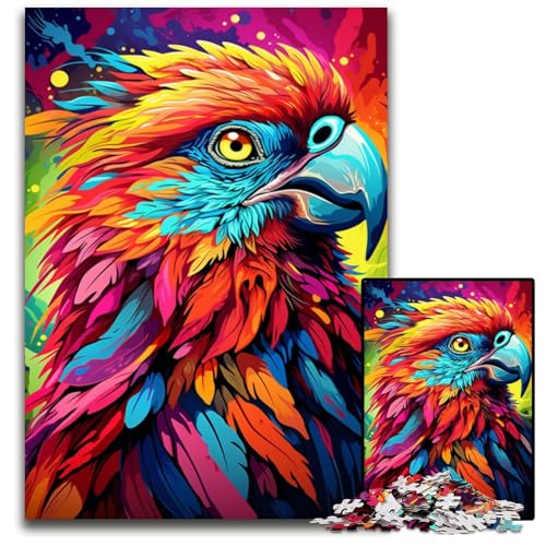 Puzzle 1000 Teile für Erwachsene Fantasy Puzzle mit psychedelischem Papagei interaktives Familienspiel aus Holz Bastelgeschenk mit farbenfrohen Kunstwerken 1000 Teile (75 x 50 cm) von ABKXDMZK
