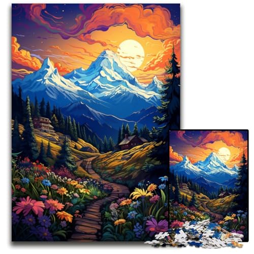 Puzzle 1000 Teile für Erwachsene Fantasy Sonnenuntergang Berge Puzzle für Erwachsene Teenager Paare und Freunde zum Geburtstag Weihnachten 1000 PCS (75 x 50 cm) von ABKXDMZK