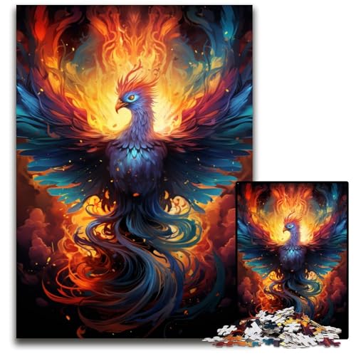 Puzzle 1000 Teile für Erwachsene Feuer Phönix Holzpuzzle für Erwachsene Muttertag Geburtstag Weihnachten 1000 PCS (75 x 50 cm) von ABKXDMZK