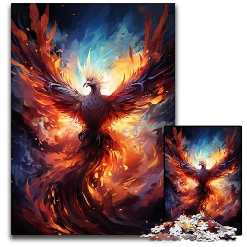 Puzzle 1000 Teile für Erwachsene Feuerfarbener Phönix Holzpuzzle interaktives Familienspiel Bastelgeschenk mit farbenfrohen Kunstwerken 1000 Teile (75 x 50 cm) von ABKXDMZK