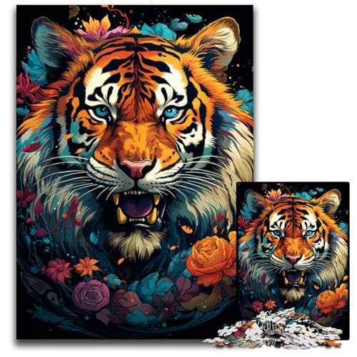 Puzzle 1000 Teile für Erwachsene Huahu buntes psychedelisches Holzpuzzle interaktives Familienspiel Bastelgeschenk mit farbenfrohen Kunstwerken 1000 Teile (75 x 50 cm) von ABKXDMZK