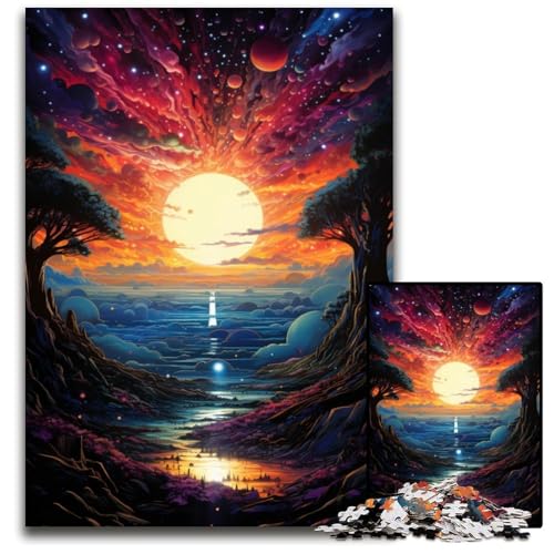 Puzzle für Erwachsene 1000 Teile Fantasie Sonnenuntergangslandschaft anspruchsvolle Puzzles DIY Heimdekor Geschenk Denkspiel 1000 Teile (38 x 26 cm) von ABKXDMZK