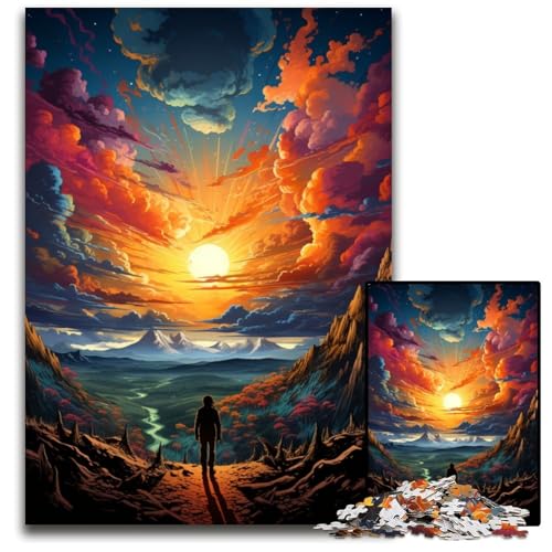 Puzzle für Erwachsene 1000 Teile Fantasie Sonnenuntergangslandschaft anspruchsvolle Puzzles DIY Heimdekor Geschenk Denkspiel 1000 Teile (75 x 50 cm) von ABKXDMZK
