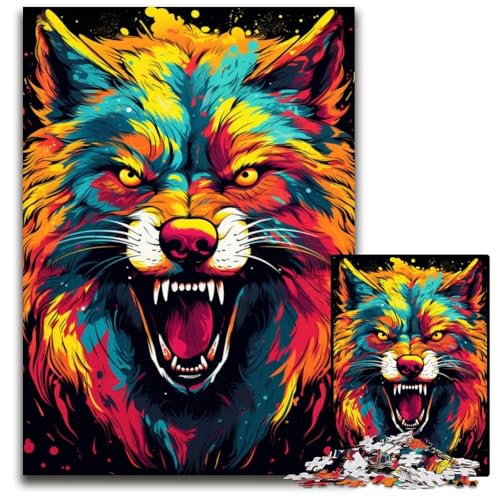 Puzzle für Erwachsene 1000 Teile Fantasie bunter Wolf anspruchsvolle Puzzles DIY Heimdekoration Geschenk Denkspiel 1000 Teile (38 x 26 cm) von ABKXDMZK