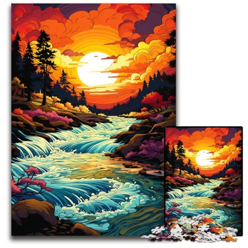 Puzzle für Erwachsene 1000 Teile Fantasielandschaft unter Sonnenuntergang anspruchsvolle Puzzles DIY Heimdekor Geschenk Denkspiel 1000 Teile (75 x 50 cm) von ABKXDMZK