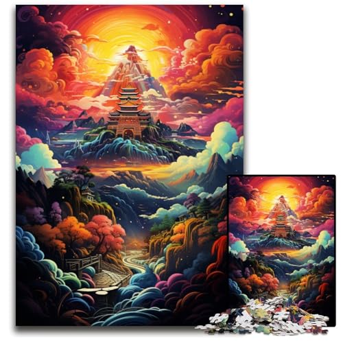 Puzzle für Erwachsene 1000 Teile Fantasy Pagode anspruchsvolle Puzzles DIY Heimdekor Geschenk Denkspiel 1000 Teile (75 x 50 cm) von ABKXDMZK