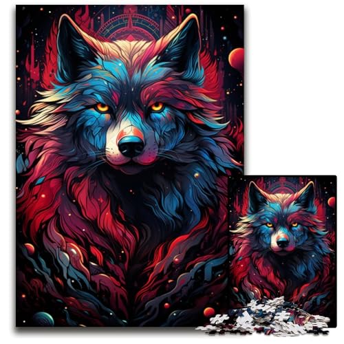 Puzzle für Erwachsene 1000 Teile Galaxie Wolf anspruchsvolle Puzzles DIY Heimdekor Geschenk Denkspiel 1000 Teile (38 x 26 cm) von ABKXDMZK