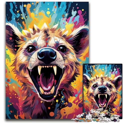 Puzzle für Erwachsene 1000 Teile Hyänen Puzzle farbenfroh psychedelisch herausfordernd DIY Geschenk zur Heimdekoration Denksportspiel 1000 Teile (38 x 26 cm) von ABKXDMZK