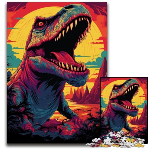 Puzzle für Erwachsene 1000 Teile Illustration eines riesigen Dinosauriers anspruchsvolle Puzzles DIY Geschenk zur Heimdekoration Denkspiel 1000 Teile (75 x 50 cm) von ABKXDMZK