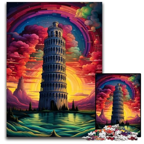 Puzzle für Erwachsene 1000 Teile Schiefer Turm von Pisa Italien anspruchsvolle Puzzles DIY Heimdekor Geschenk Denkspiel 1000 Teile (38 x 26 cm) von ABKXDMZK