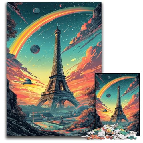 Puzzle für Erwachsene mit dem Eiffelturm in Frankreich 1000 teiliges Holzpuzzle kreatives Familienspiel und Heimdekoration Teenager 1000 Teile (75 x 50 cm) von ABKXDMZK