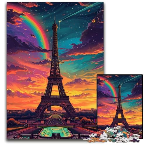 Puzzle mit 1000 Teilen für Erwachsene Eiffelturm Frankreich Holzpuzzle farbenfrohe Heimdekoration und interaktives Familienspiel 1000 Teile (75 x 50 cm) von ABKXDMZK